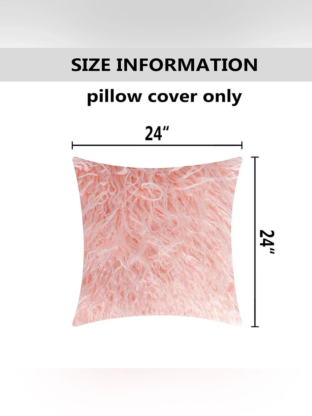 Set of 2 Home Brilliant Pink Pillow Covers 24x24 Faux Fur Euro Sham Large Square